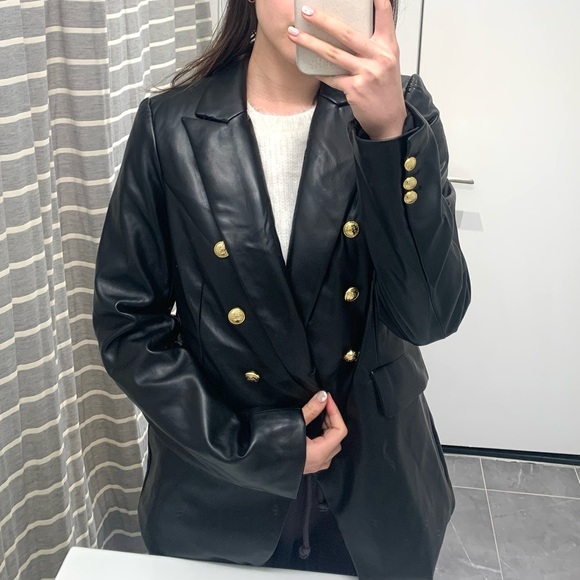 Jackets & Blazers - Rachel Zoe Leather Black Blazer Blogger Fav